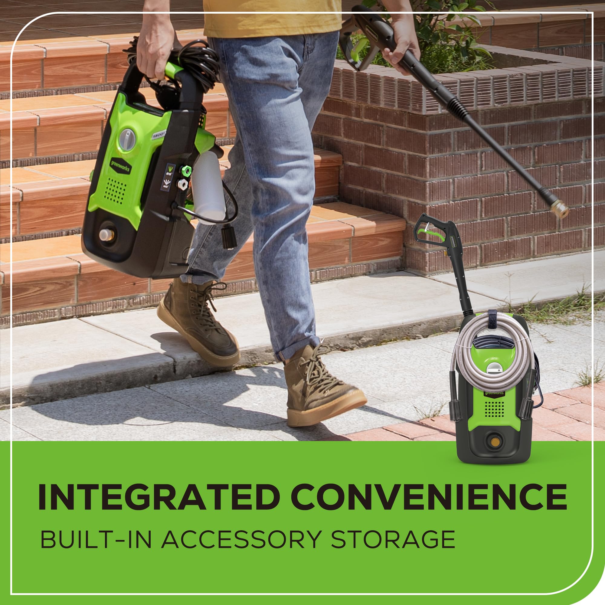 Greenworks soap applicator enables thorough surface cleaning