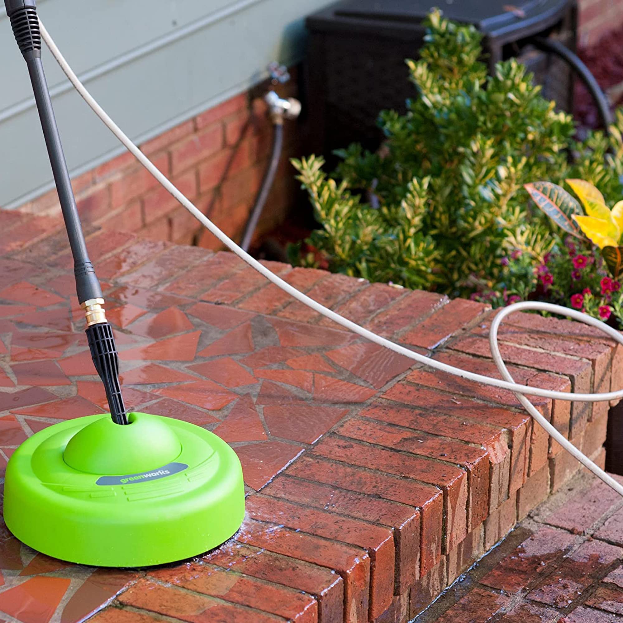 Works with Greenworks washers excluding model 51012 for cohesive system.