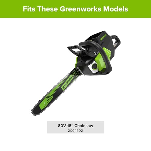Greenworks CS80L01-compatibility label highlights model fit.