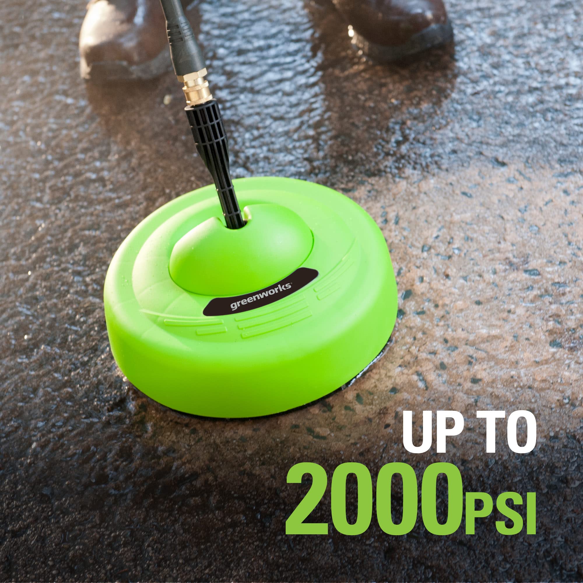GreenWorks driveway patio surface cleaner; uniform spray across concrete