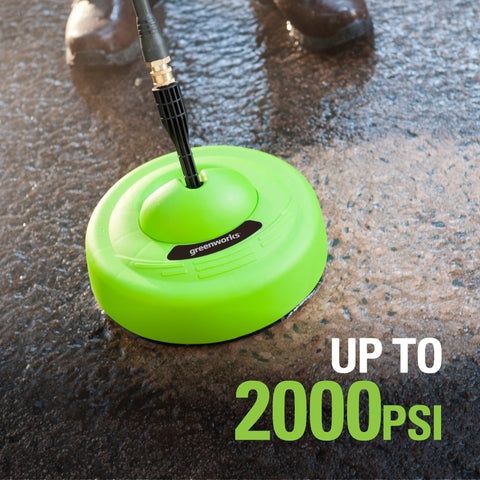 GreenWorks driveway patio surface cleaner; uniform spray across concrete
