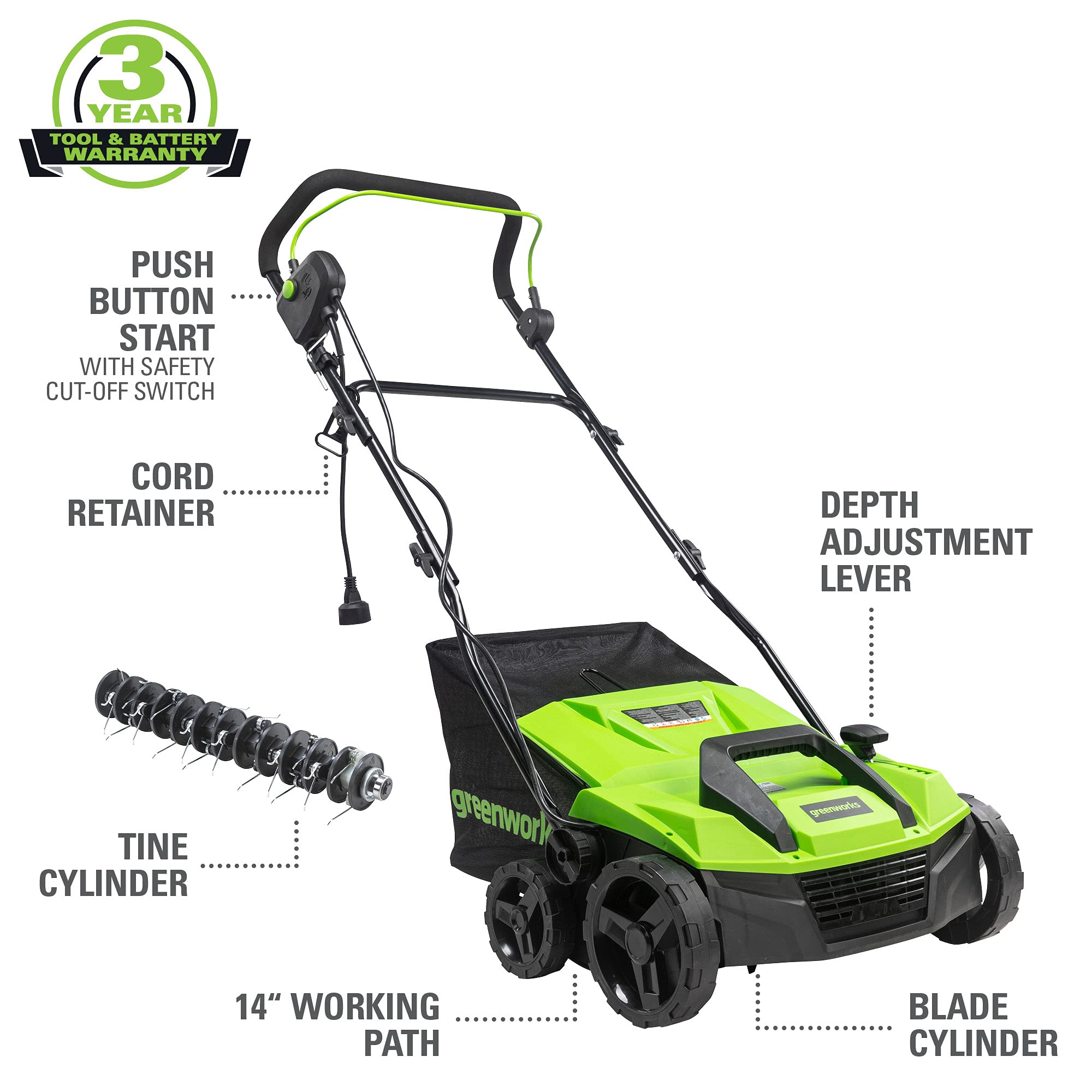 Greenworks DT13B00 14 inch working path for efficient coverage
