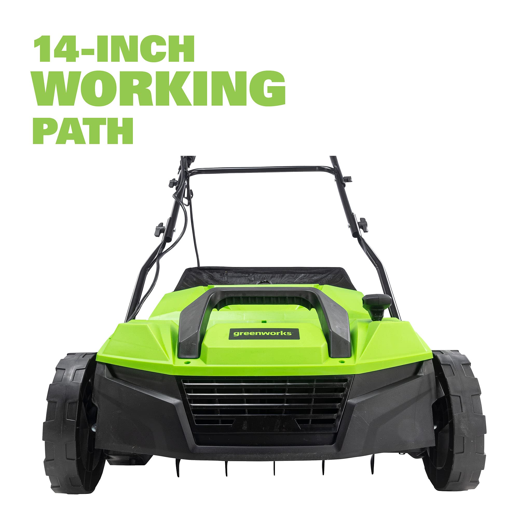 Greenworks DT13B00 depth adjustment in three positions for versatile dethatching