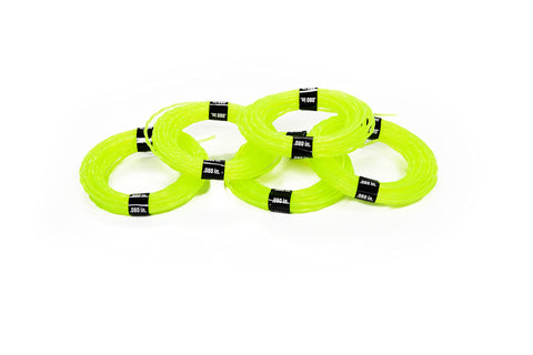 Greenworks durable twisted line cuts through grass with minimal snagging.