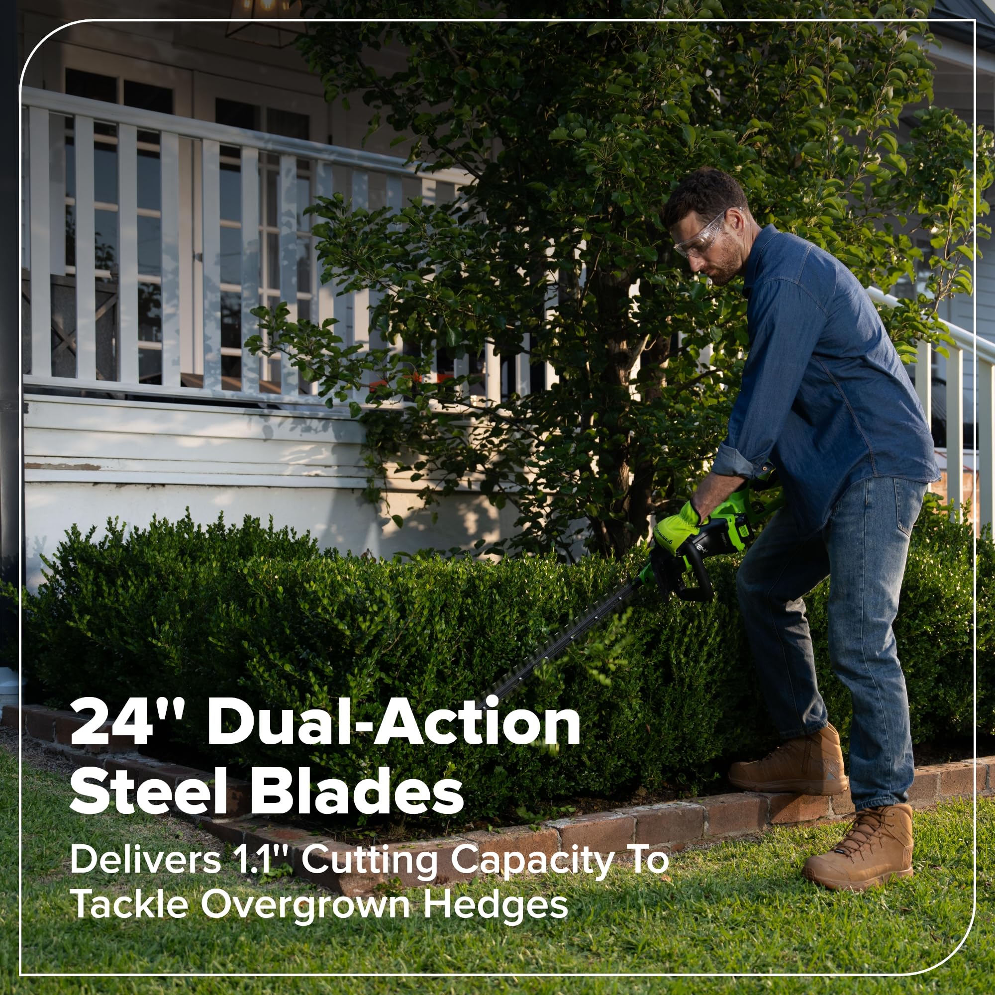 Greenworks emission-free cordless operation ideal for quiet gardening