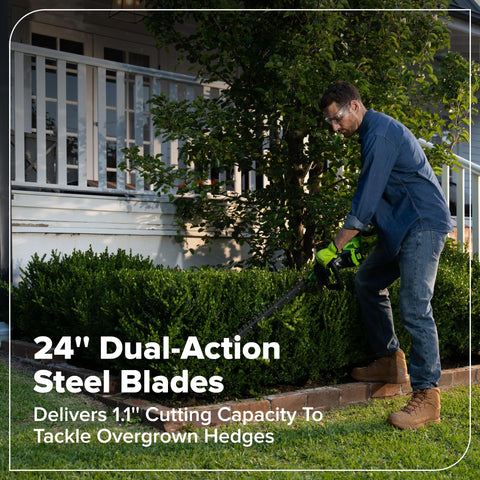 Greenworks emission-free cordless operation ideal for quiet gardening