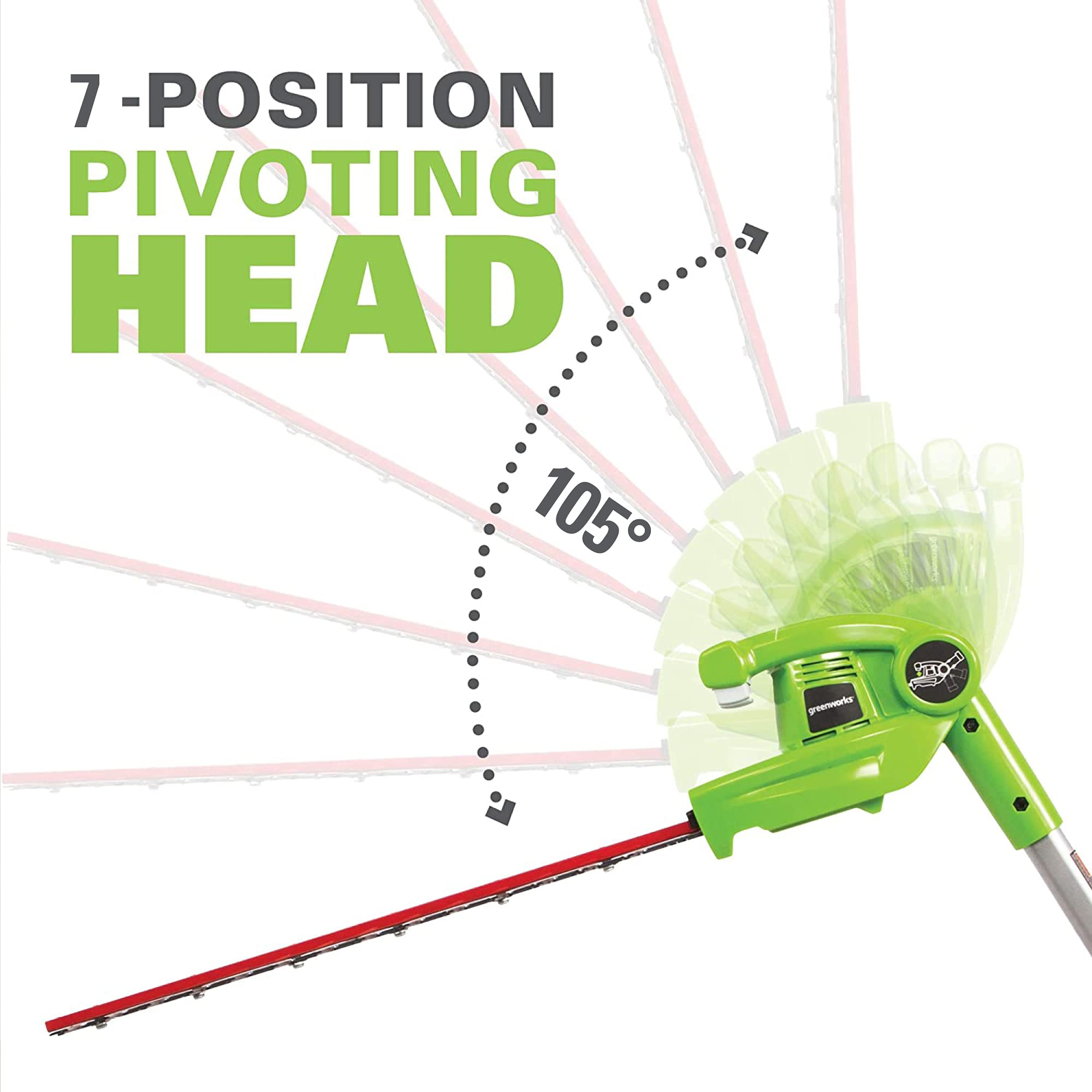 Greenworks extension pole enables extra reach for overhead trimming