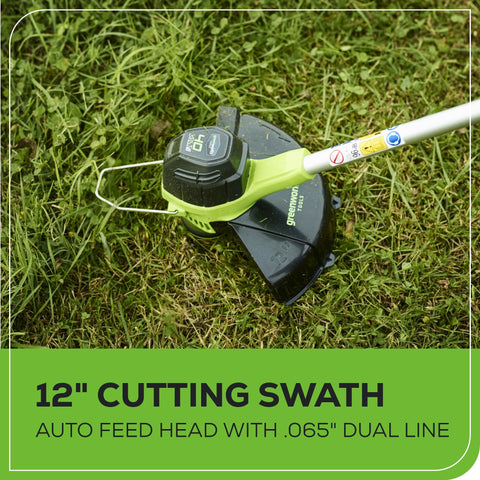 Greenworks 60-minute fast charger recharges for uninterrupted yard work