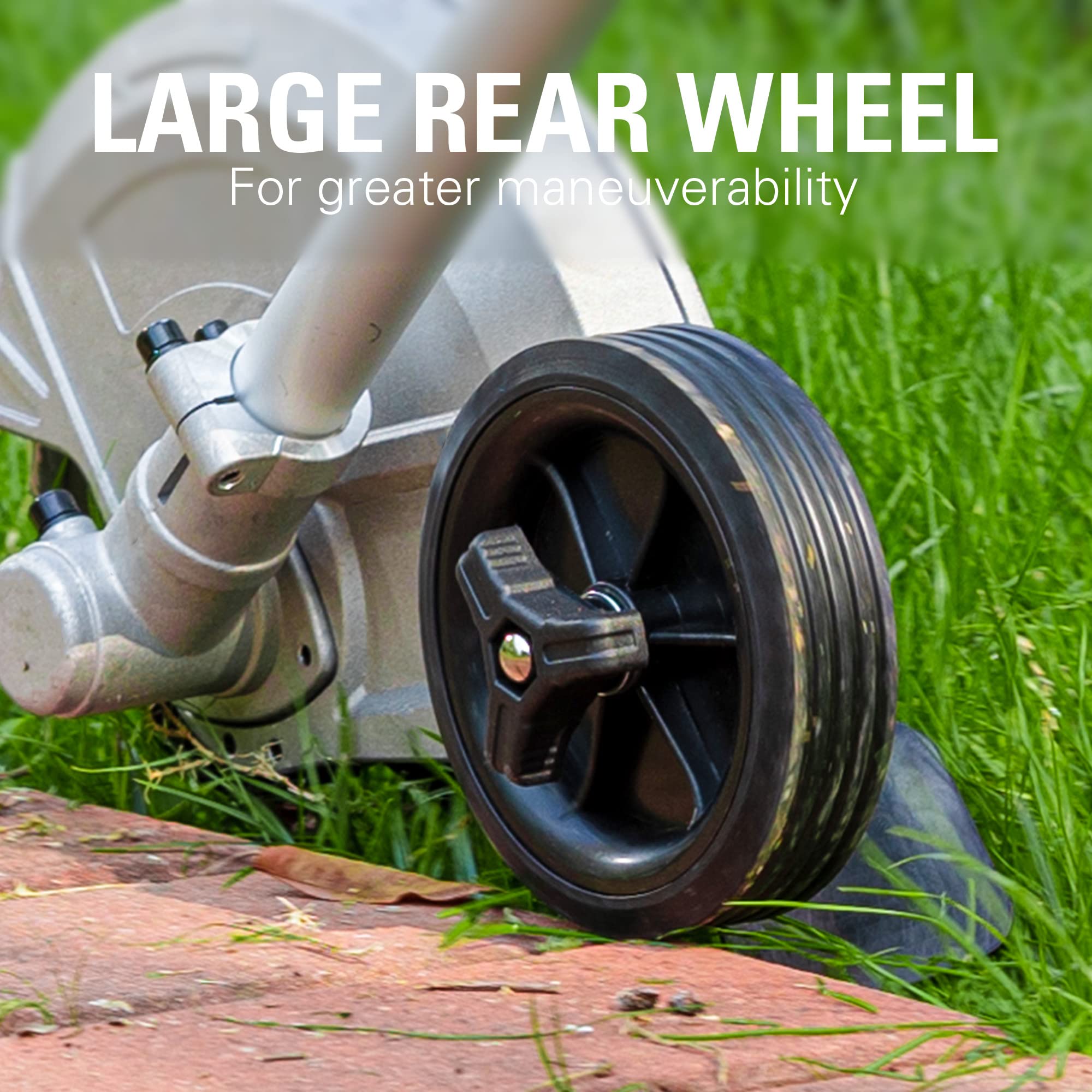 Greenworks heavy-duty trail shield reduces debris spray during edging