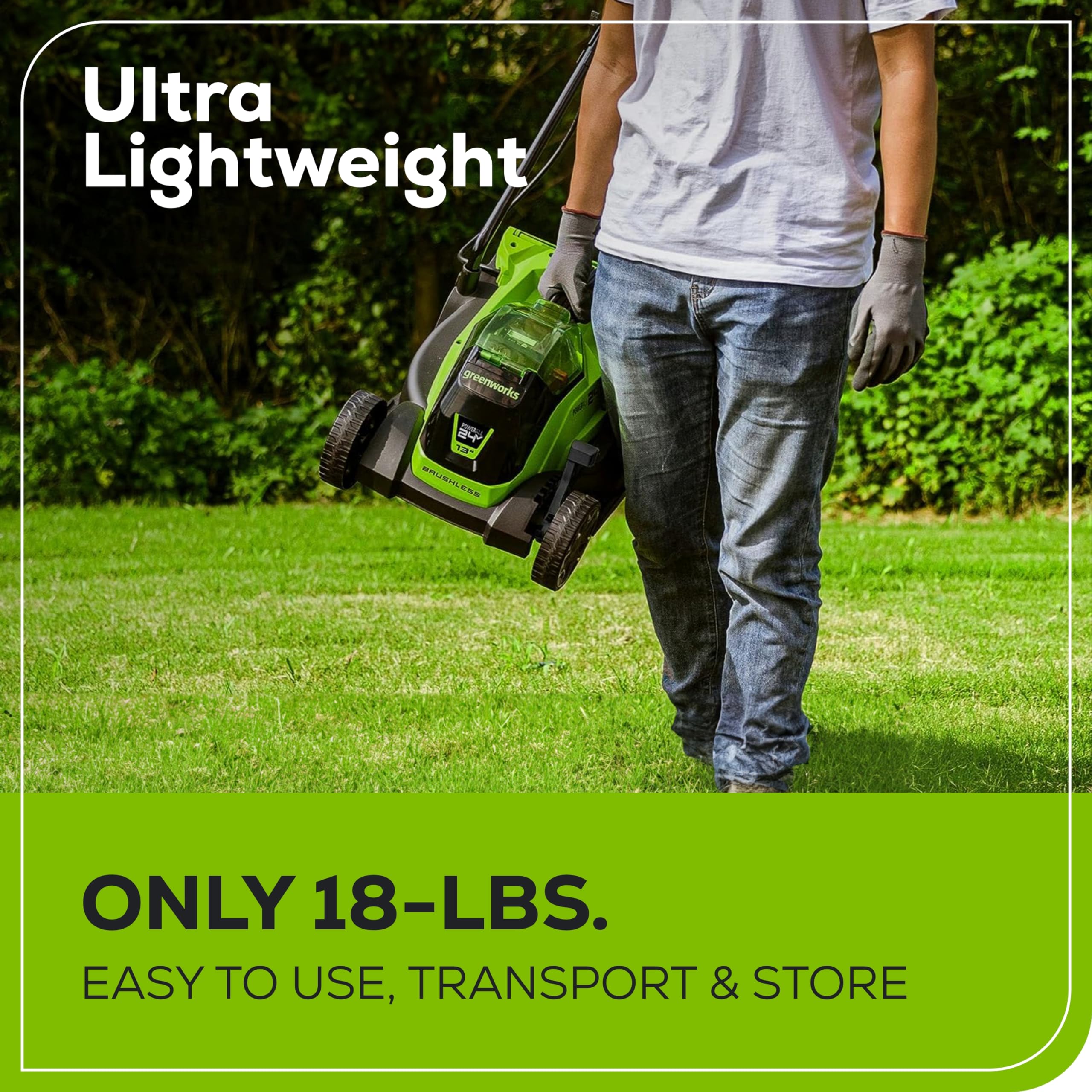 Height adjustment lever offers precise cutting heights in seconds.