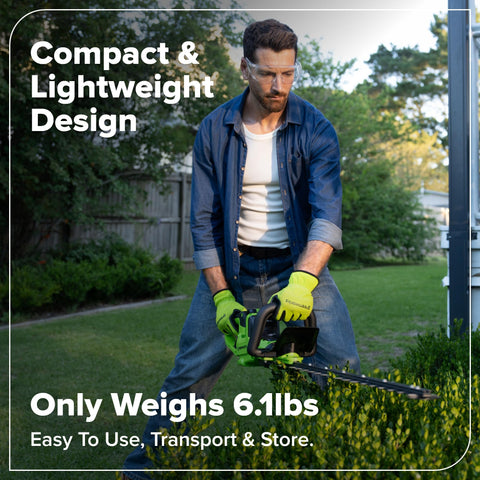 Greenworks lightweight 6.1-pound design reducing fatigue
