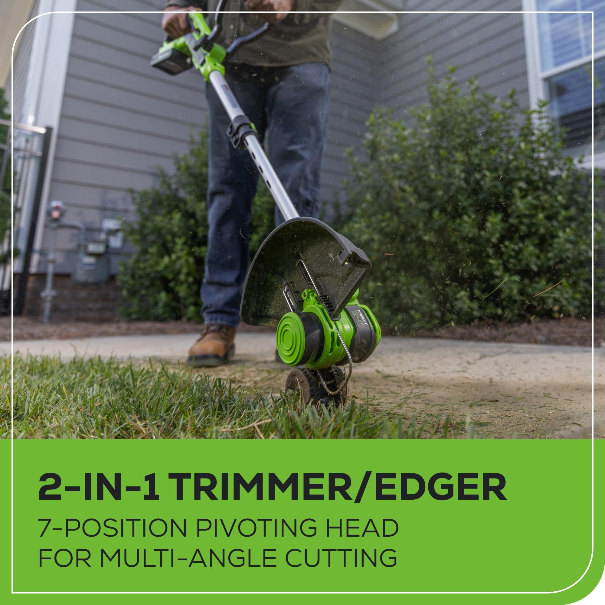 Greenworks lightweight 6 lb design with ergonomic grip reduces fatigue.