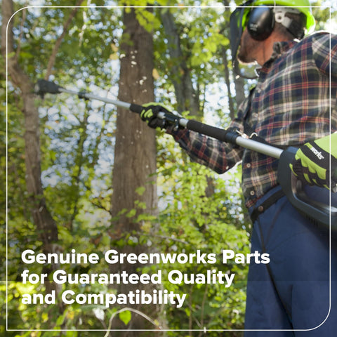 Greenworks 10-inch replacement chain 2937002, low-kickback design reduces fatigue during use.