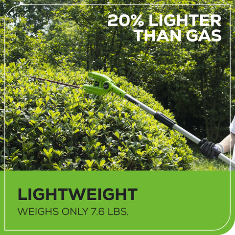 Greenworks low-noise operation keeps yard work unobtrusive.