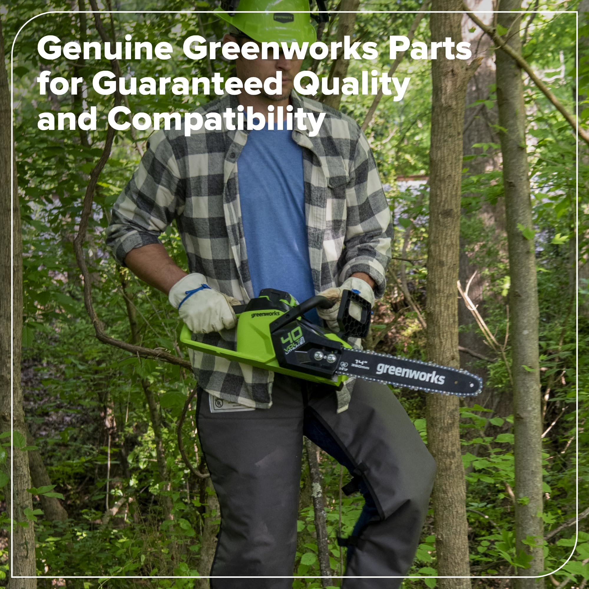 Low-vibration design helps smoother operation with Greenworks chain.