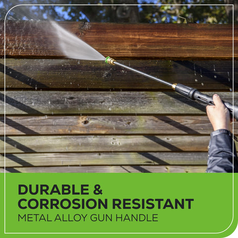 Greenworks M22 x 14mm high-pressure connection ensures reliable hose fit