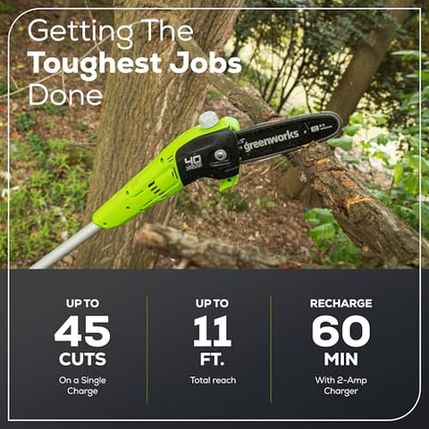Greenworks automatic oiler ensures smooth lubrication for longer chain life.