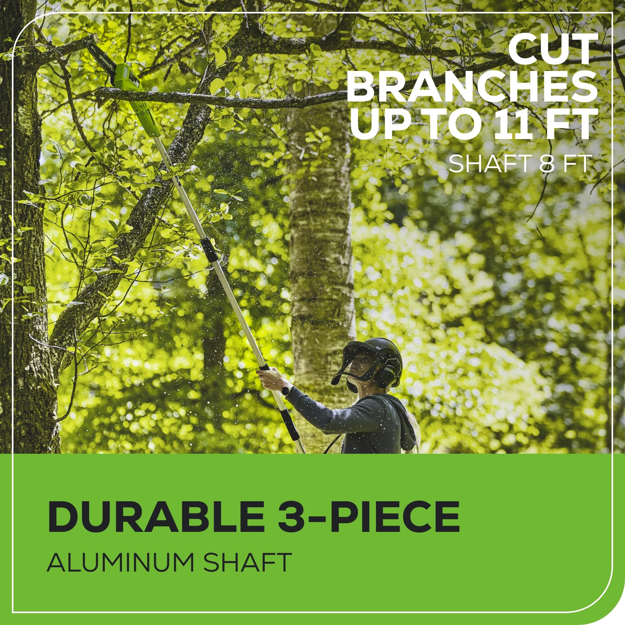Greenworks PS40B210 includes a 2.0Ah battery for extended pruning sessions.