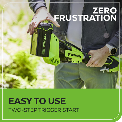 Greenworks complete kit includes saw, battery, charger, and manual for ready use.