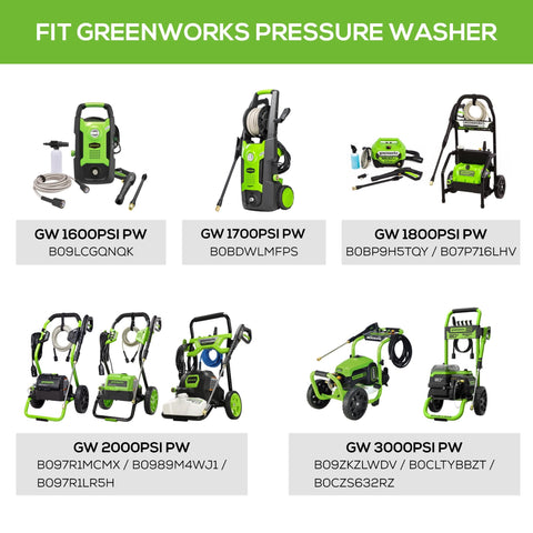 Greenworks Premium Foam Cannon thick foam clings to surfaces for thorough pre-wash.