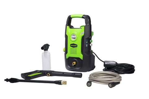 Greenworks pressure washer upright design for easy carrying and storage