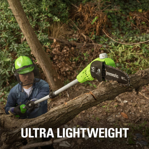 Cushioned overmold grip improves comfort during pruning tasks.