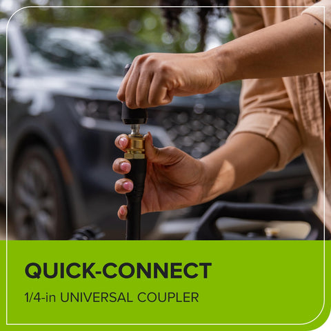 Greenworks push-button start simplifies startup with minimal effort.