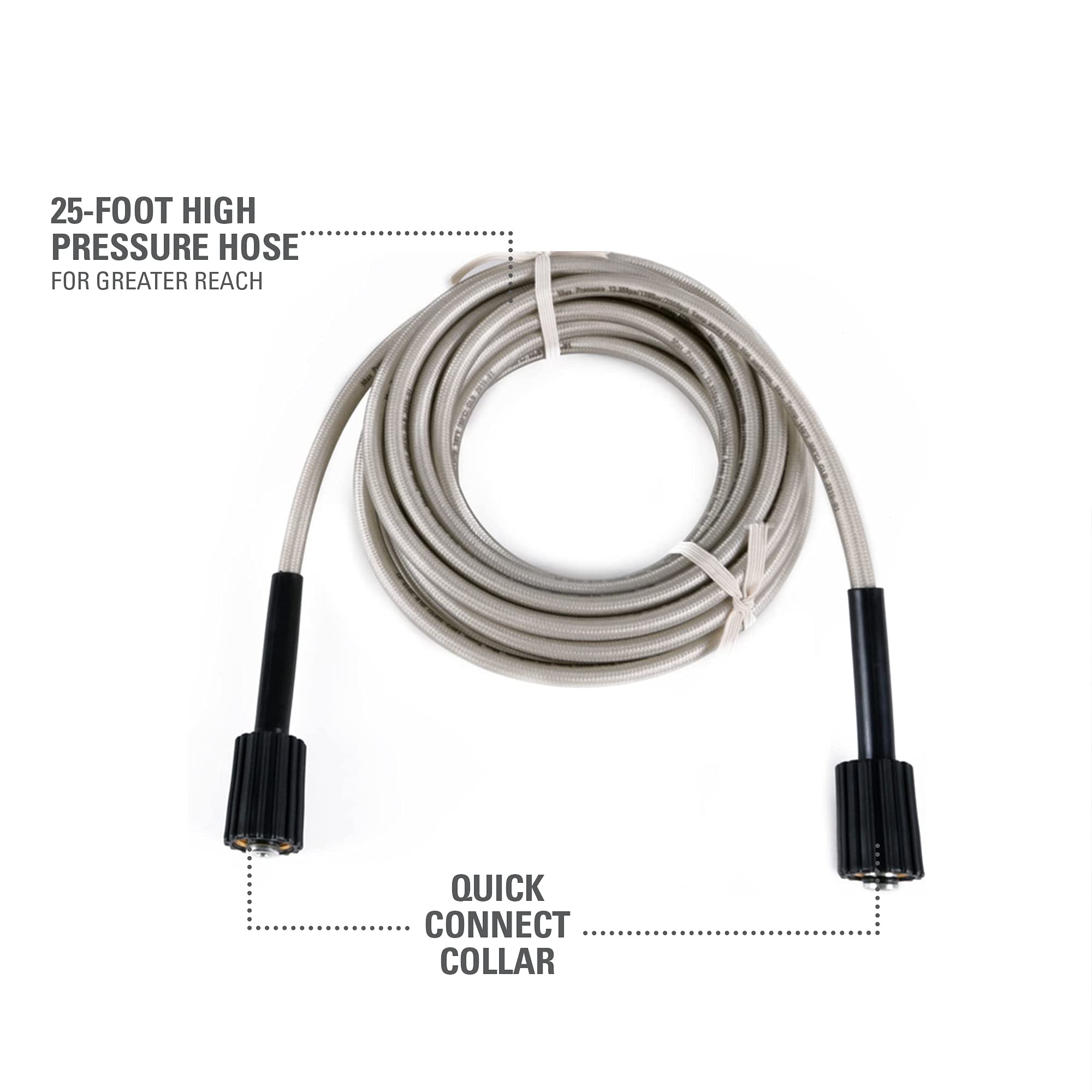Greenworks quick-connect 1/4-inch enables fast setup with compatible washers.