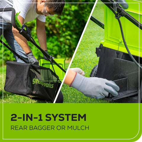 Quieter operation suitable for daytime mowing near homes.