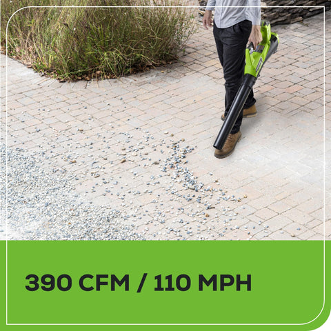 Greenworks 67dB quiet start lets dawn cleanup go unnoticed
