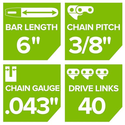 Greenworks replacement chain packaging highlights compatibility with 24V systems.