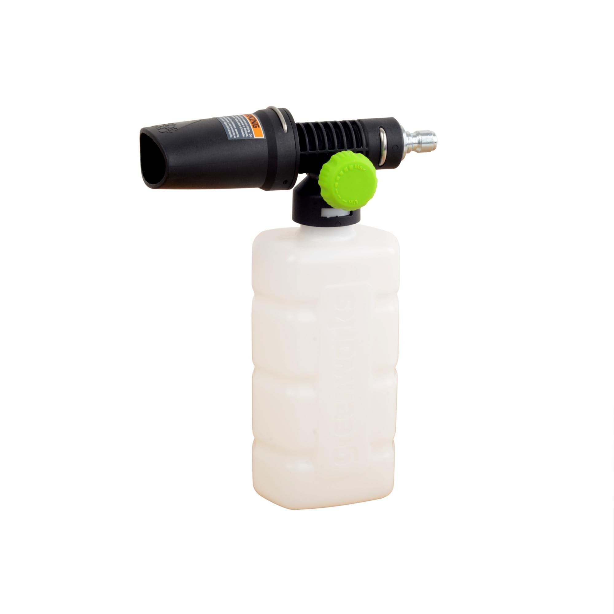 Greenworks soap applicator front view showing even soap distribution for effective cleaning