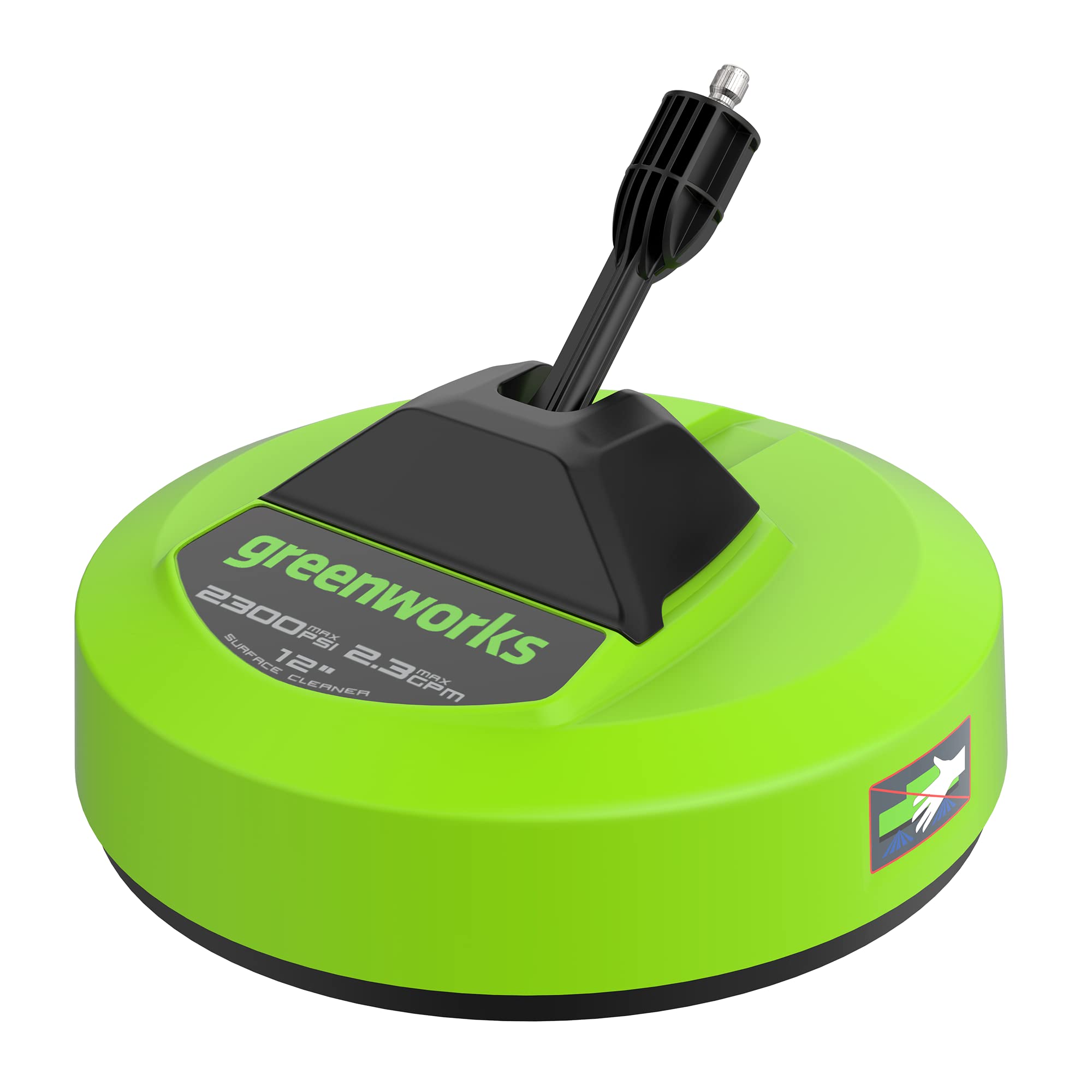 Greenworks surface cleaner attachment 12in top view, splash-free cleaning for driveways
