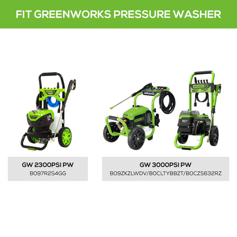 Greenworks surface cleaner attached to hose shows even spray pattern for sidewalks