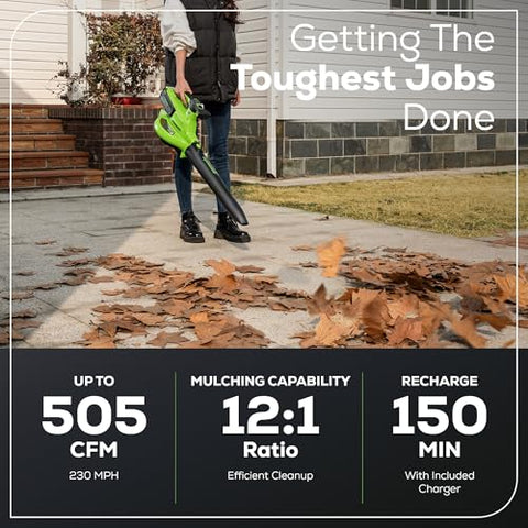 Greenworks Turbo Boost button action demonstrates on-demand power for concrete surfaces.