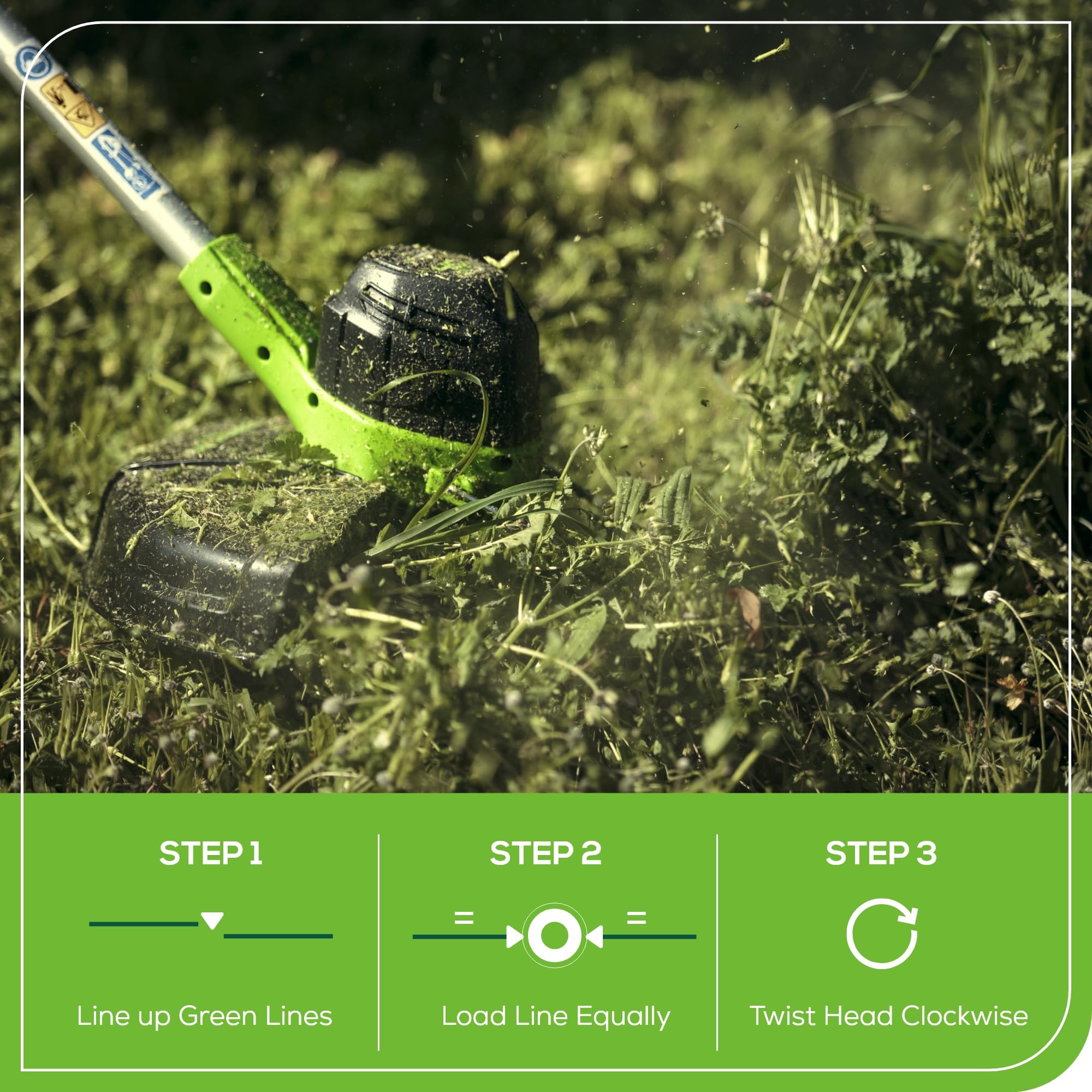 Greenworks ultralightweight design minimizes fatigue while trimming along flower beds