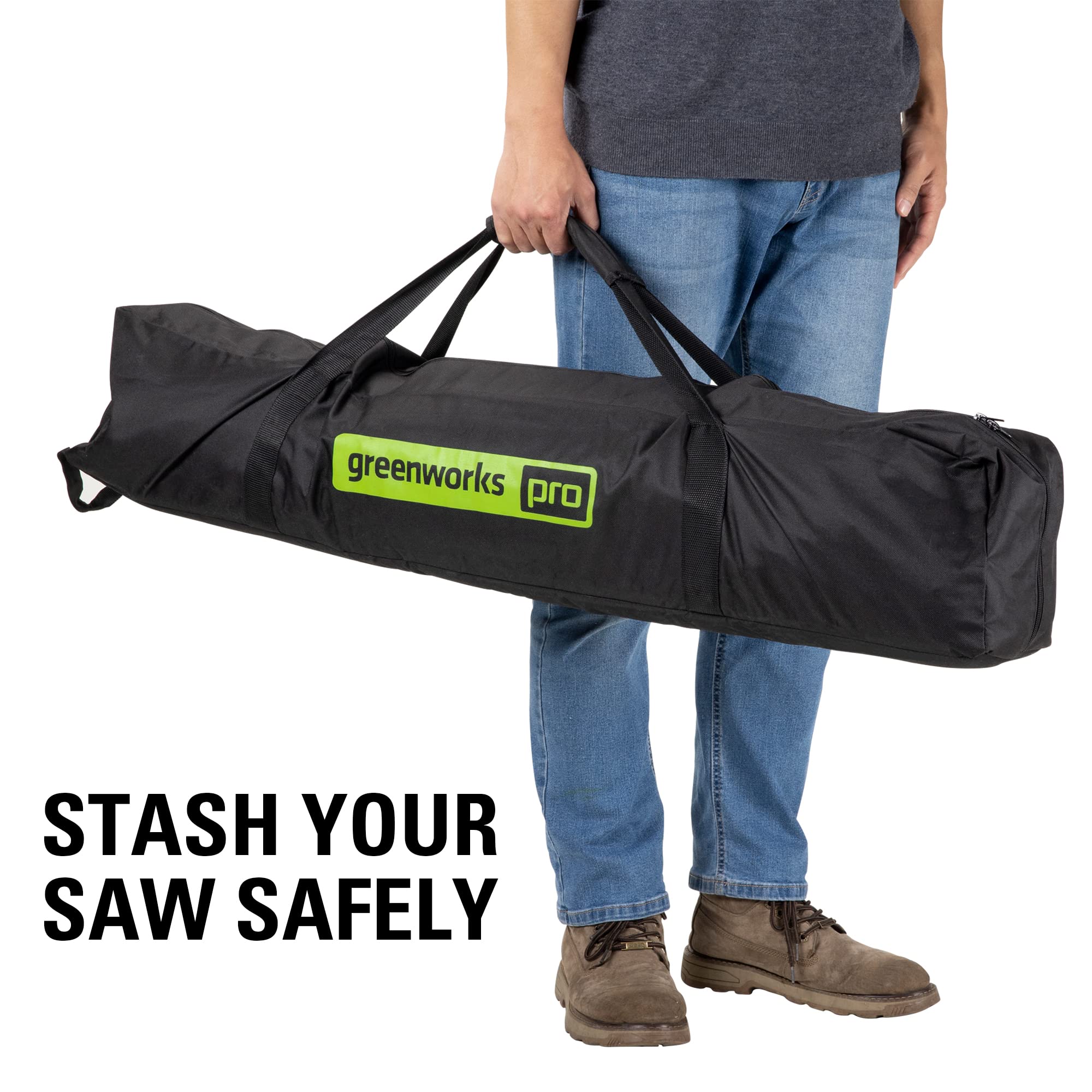 Greenworks universal case compatible with PS24B210 and PS40B00 tools inside.