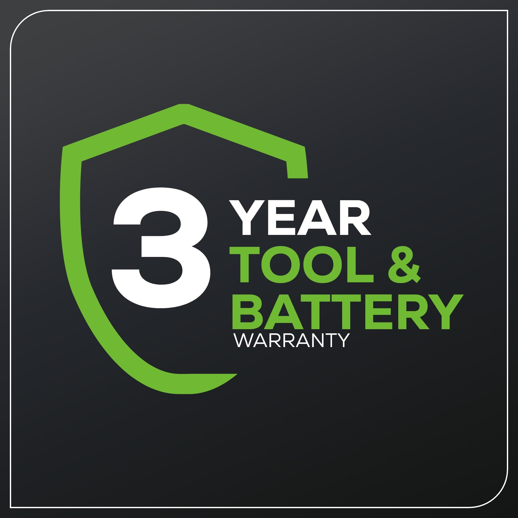 Greenworks offers 2 year battery and 3 year tool warranty.