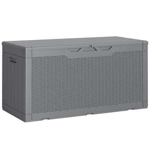 Greesum 100 gallon deck box with lock secures outdoor tools