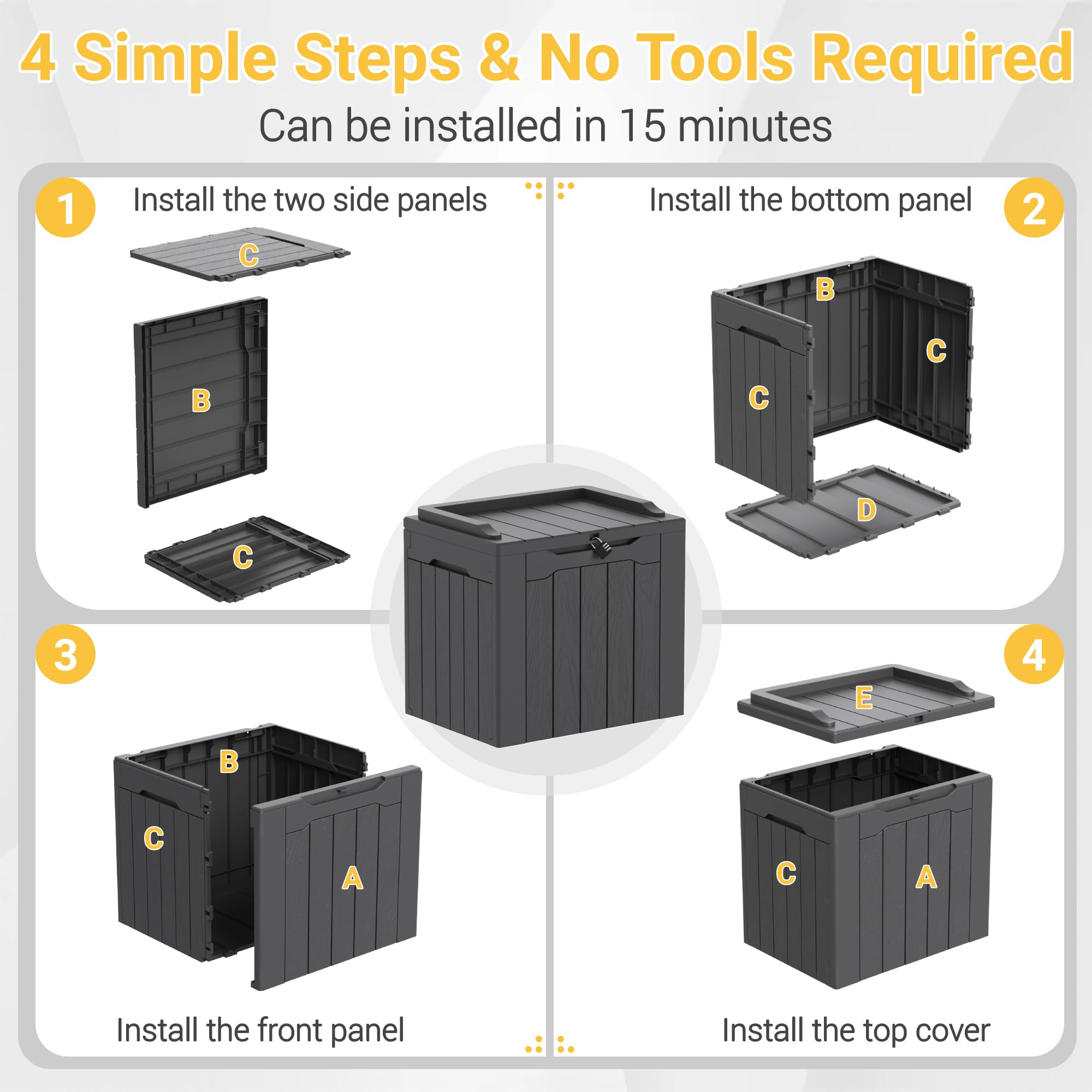 Greesum 31-gallon kit includes tools and manual for quick assembly.
