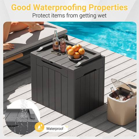 Greesum 31-gallon deck box demonstrates UV-resistant resin.