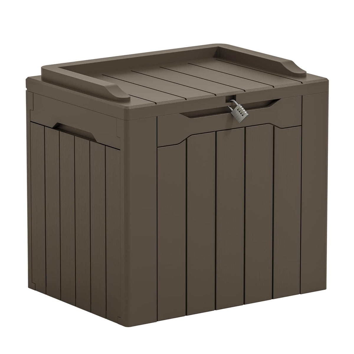 Greesum 31-gallon deck box with lid closed for outdoor storage