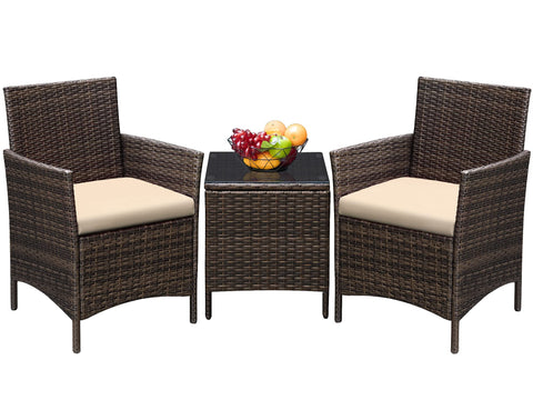 Greesum 3-piece patio left chair showing lightweight wicker for easy movement and placement
