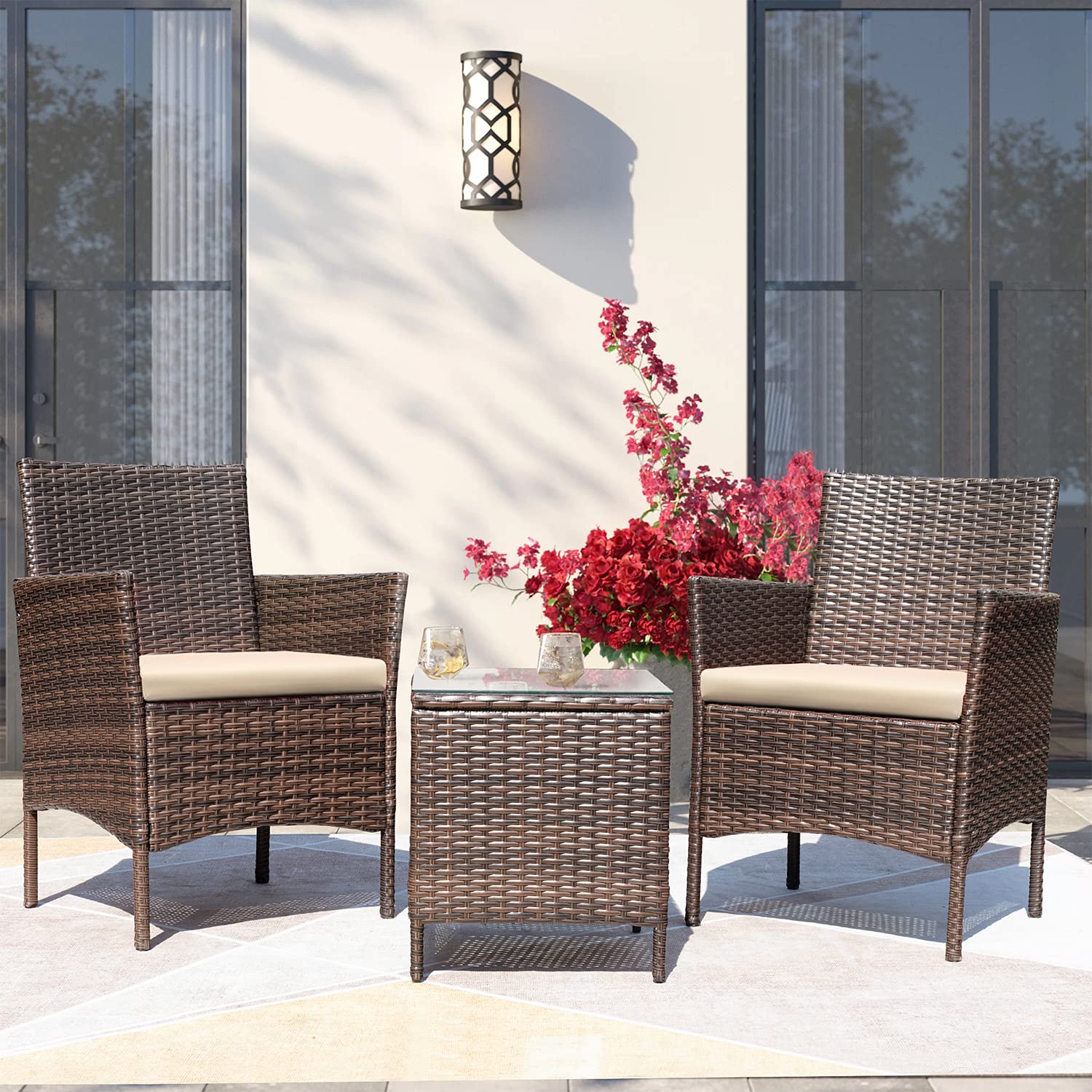 Greesum 3-piece patio right chair with cushion for comfortable outdoor seating