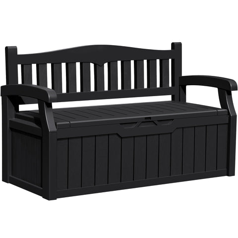 Greesum 80 gallon outdoor storage bench with lid open for easy access.