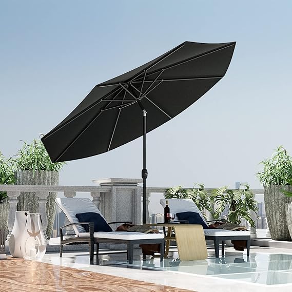 Greesum 9ft umbrella base not included for flexible placement.
