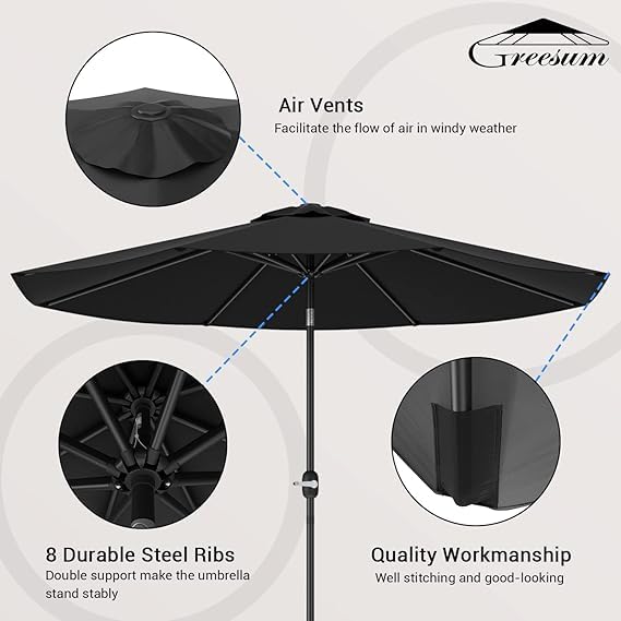 Greesum screw-in pole design makes setup quick and stable.