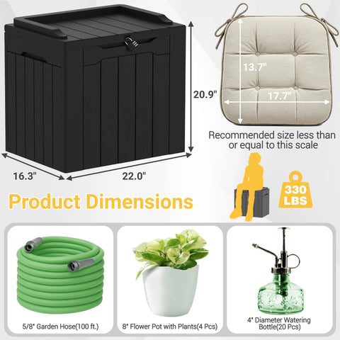 Greesum deck box seating use showing adult-support capacity