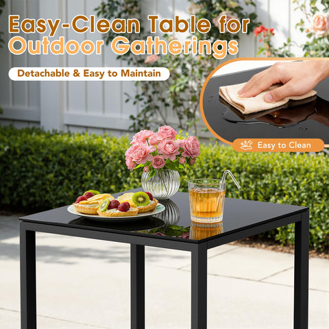 Greesum glass coffee table close-up highlighting tempered surface and easy cleanup