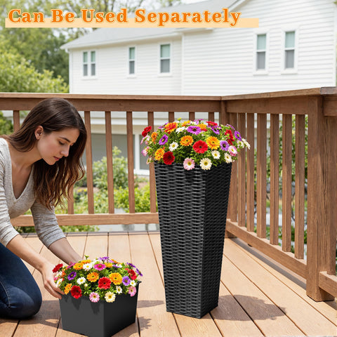Greesum large-capacity planter supports ficus, olive trees, and bamboo.